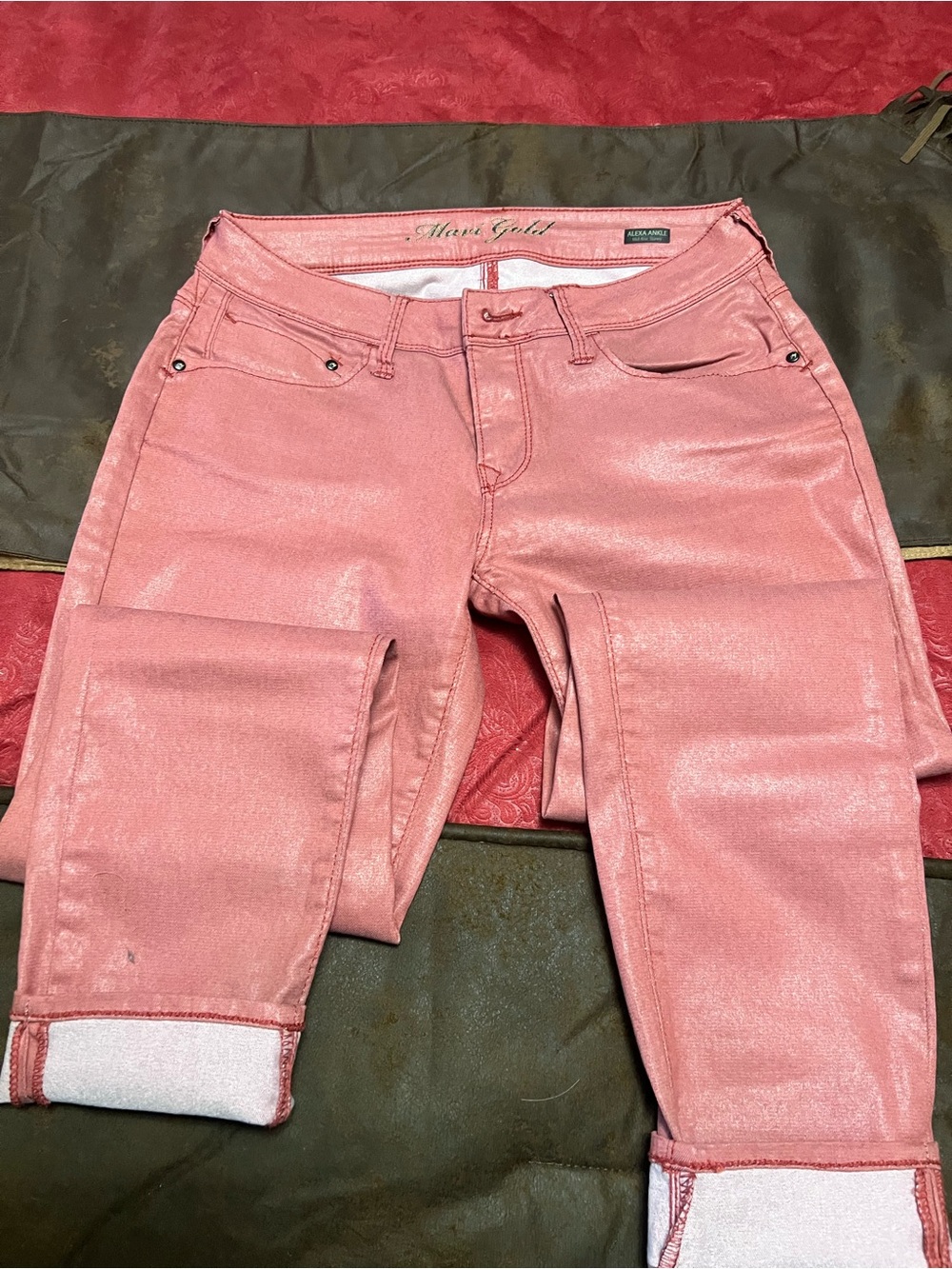Mauve Metallic Pink Skinny Jeans
